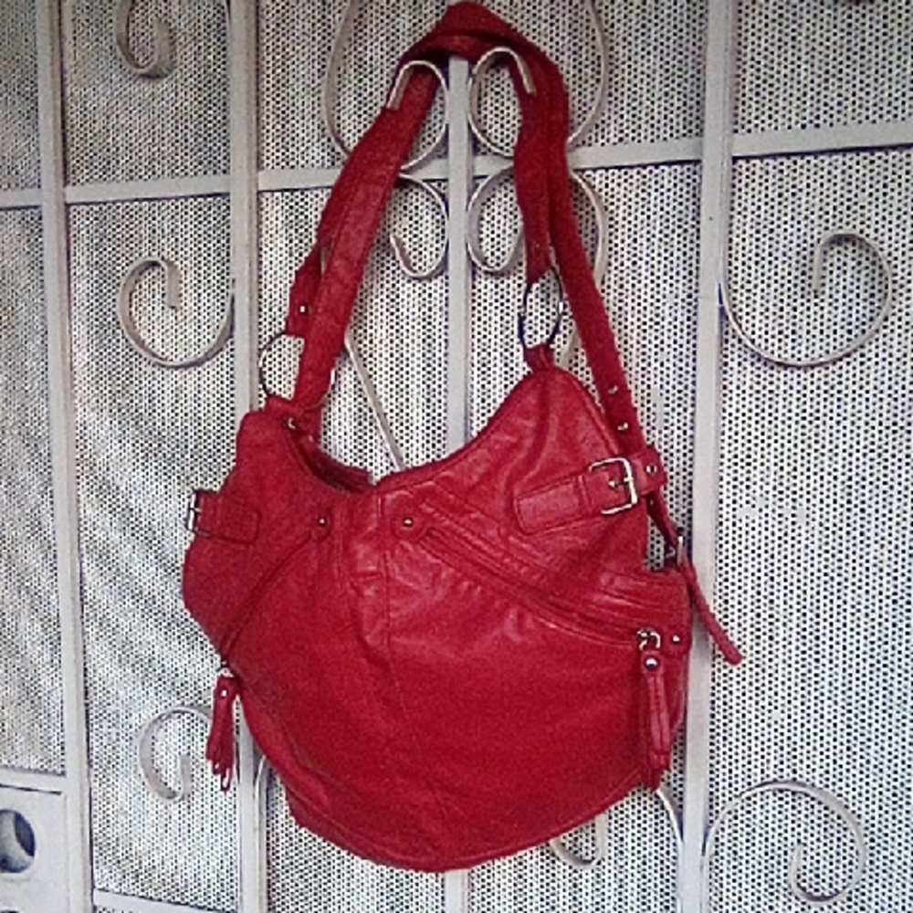 Candies Faux Leather Red Satchel Purse Handbag In Excellent Mint Condition